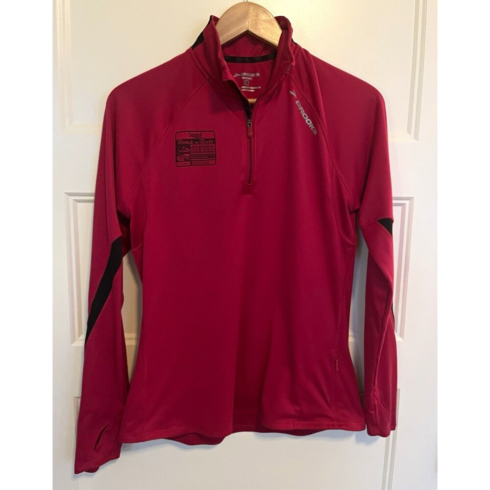 Brooks Womens Rock N Roll Las Vegas Marathon Half Zip Red/Pink Running Top Large